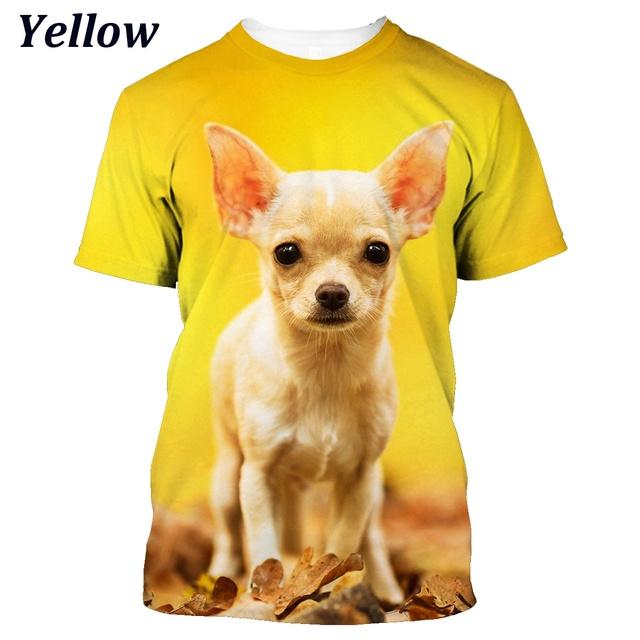 Xin nan zhuang Zomermode 3D mannelijke en vrouwelijke dierenhond Chihuahua T-shirt met korte mouwen, schattig L