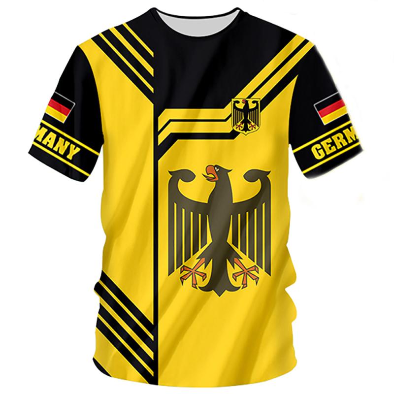 ETST WENDY Duitsland Nationale Vlag Patroon Heren T-shirt Zomer Ademend Materiaal Sneldrogend Tees Mode Ronde Hals Oversized Korte Mouw 2XL