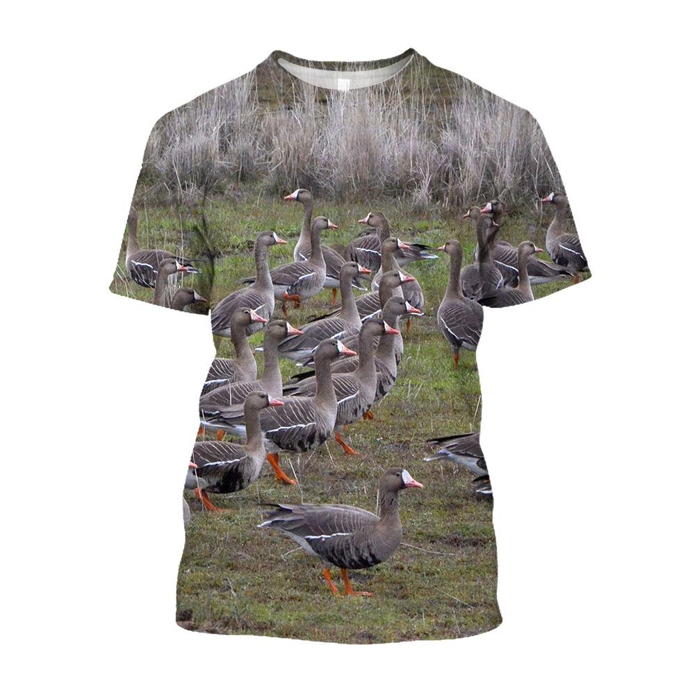 Xin nan zhuang Zomer Nieuwe Wilde Eend grafische t-shirts Mannen Casual Outdoors Jacht Camouflage Fun Gedrukt Persoonlijkheid O-hals Korte Mouw Tee Top XXXL