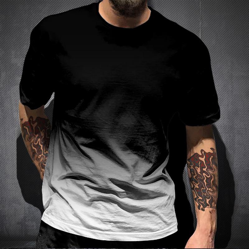 ForYourBeauty Zomergradiënt 3D-printen Tees Man Digitale print T-shirt met korte mouwen voor heren Plus maten M