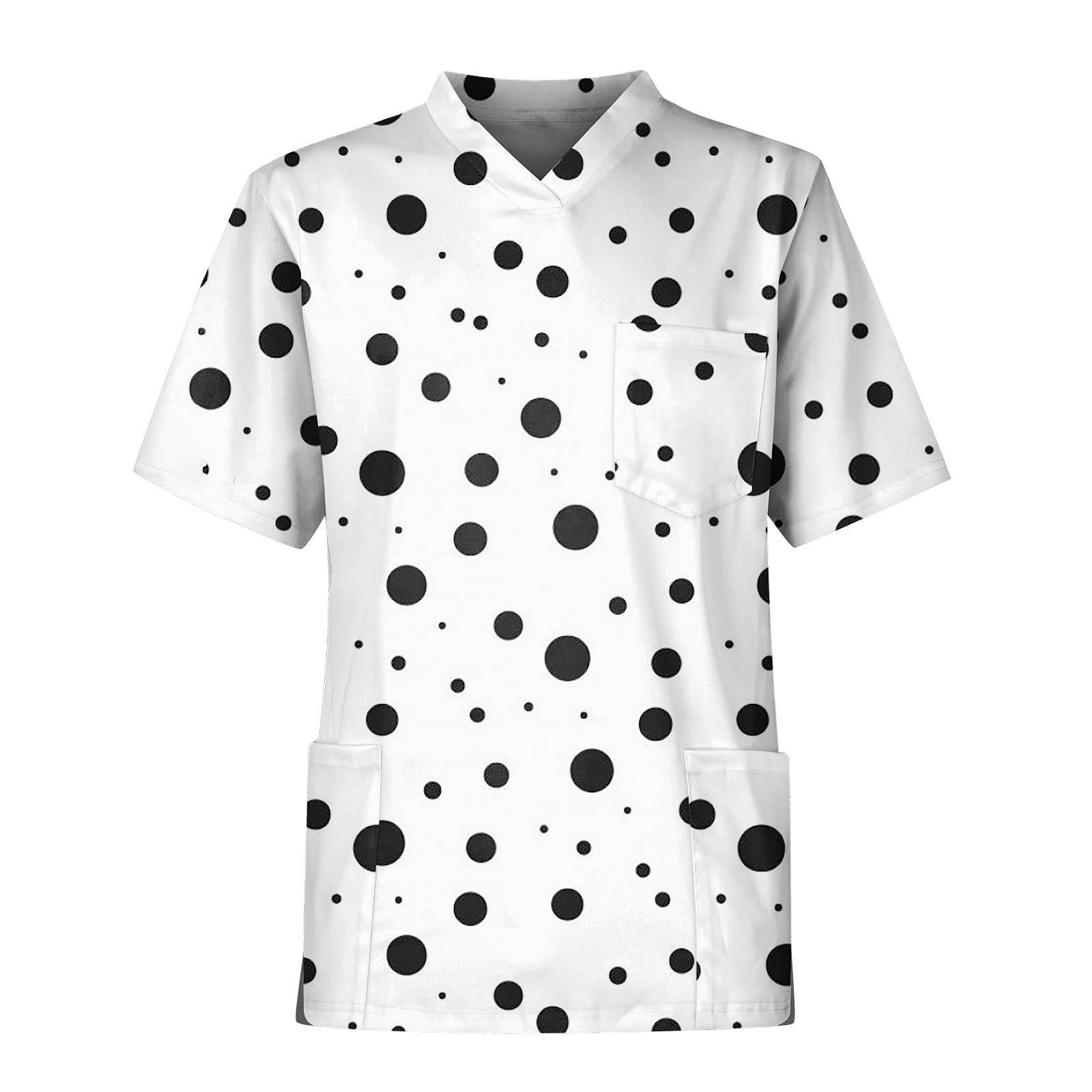 Ren Bag Plus SizePrinted Scrub Werken Uniform Tops Voor Mannen Cross V-hals Korte Mouw Leuke T-shirts Werkkleding Tee Met Zakken XL wit