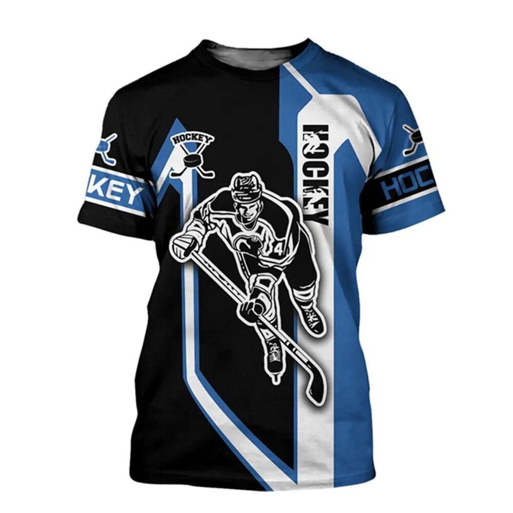 Kukebang Fierce Hockey Sport 3d Print Zomer mannen O-hals T-shirt Casual Korte Mouw Oversized T-shirts Mode Tops Trend Mannen kleding XL