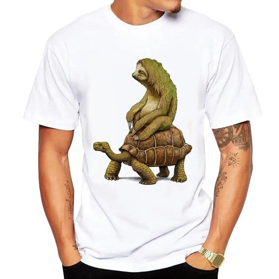 YSM Cotton Tshirt Casual heren T-shirt Funny Turtle Speed ​​is een relatief bedrukt T-shirt zomermerk XL wit