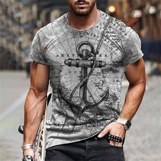 Xin nan zhuang Zomer Sailor T-shirt, Anchor Heren 3D Halslijn Korte Mouw T-shirt S