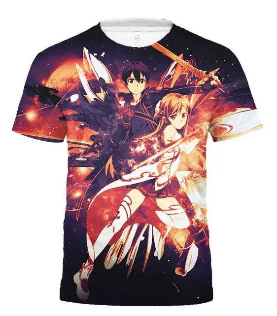 Baibao QIQI 3d T-shirt Man Vrouw T-shirt Zwaard Art Online 3D Afdrukken Anime T-shirt Plus Size Tee Tops 6XL XL