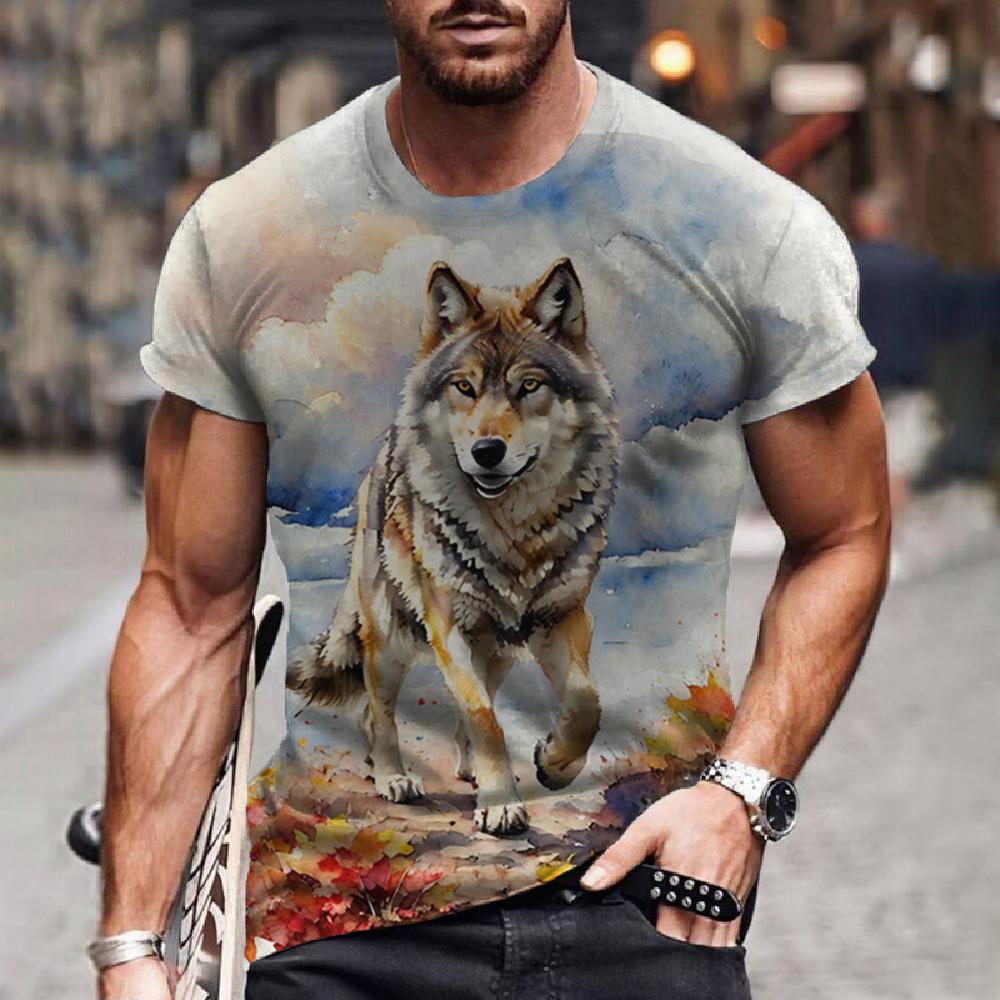 ETST WENDY 005 Wolf T-shirt 3d Digitaal Dierenprint Grafisch camisa hombre Casual Tees Korte Mouwen Comfortabele Pullover Tops Herenkleding 6XL