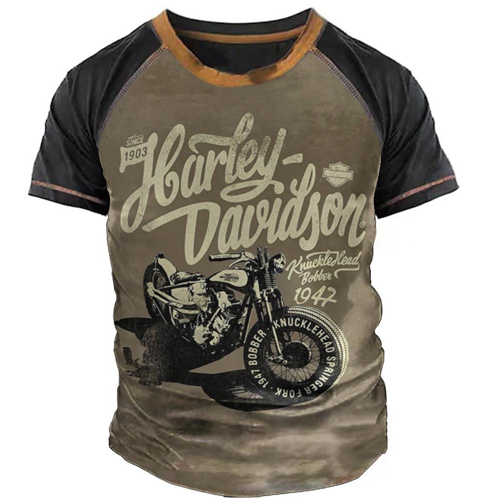 ETST 03 Motorfiets T-shirt Heren 3D Print Korte Mouw Vintage T-shirt Voor Heren Ride Biker Shirts Tops Oversized T-shirt Herenkleding XL