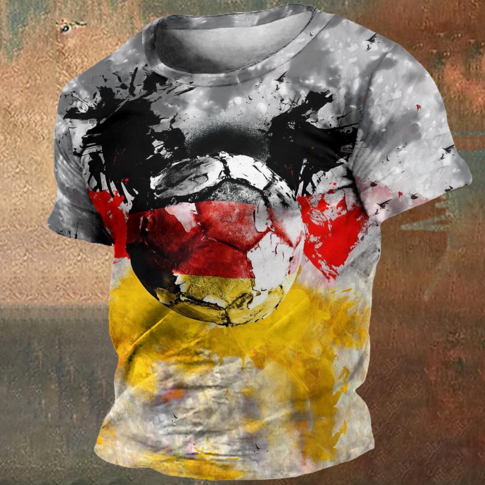 ETST WENDY 005 Vintage T-shirt voor heren Retro Duitse vlag Grafisch bedrukte voetbal T-shirts Korte mouw T-shirt O-hals Oversized herenkleding Tops 6XL