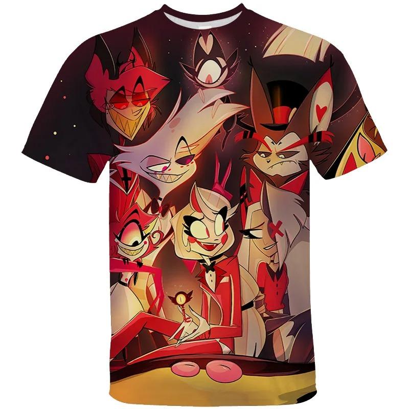Xuhaijian02 Hazbin Hotel Kinder T-shirts 3D Prited Zomer Korte Mouw T-shirt Voor Heren Kinderen Hot Fashion Streetwear Volwassen Kinderkleding 140