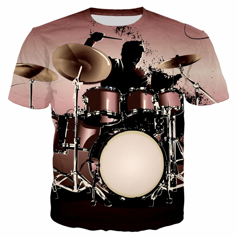 Kukebang zomer Elektronische Drum Muzikale 3D Print Muziekinstrument heren T-shirt Instrument Rock Muziek Stijl Hip-Hop Tops Casual Korte Mouw XL