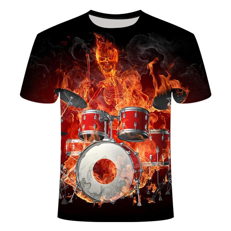 Kukebang zomer Elektronische Drum Muzikale 3D Print Muziekinstrument heren T-shirt Instrument Rock Muziek Stijl Hip-Hop Tops Casual Korte Mouw S