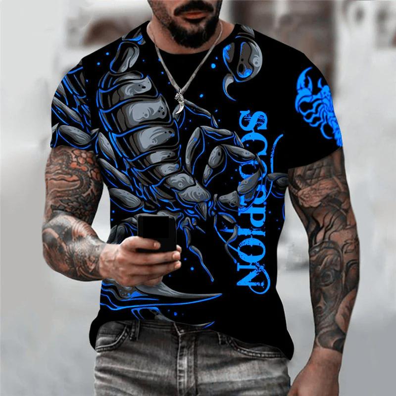 Transmission of love Scorpion Grafisch Heren Trend T-shirts Korte Mouw O-hals Straat 3D Dierenprint Heren T-shirt 6XL Grote Maat Zomer Casual Tops XXL
