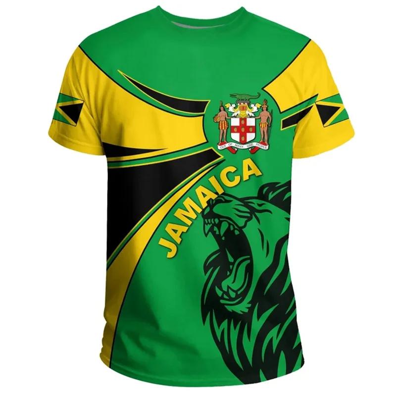 ETST WENDY 005 Zomermode Nieuwe 3D Jamaica Nationale Vlag Embleem Bedrukking T-shirt Jamaicaanse Wapen Grafische T-shirts Voor Mannen Vintage Kleding 6XL
