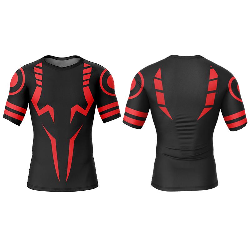 Laoxu T-shirt voor heren Gym Grafische T-shirts Anime Jujutsu Kaisen 3D Print Compressie Fitness Ondershirt Tee Oversized Heren Kleding Top M rood