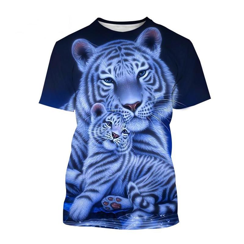 ETST 011 Zomermode Cool Animal Tiger grafische t-shirts voor mannen Persoonlijkheid Trend Casual Street Style Gedrukt Ronde hals Korte mouw XS