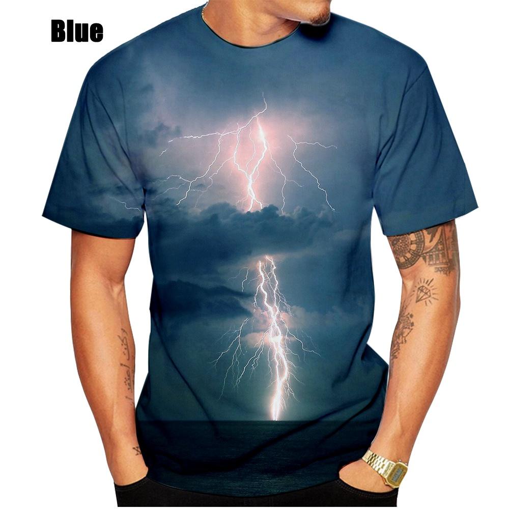 ETST 05 Mode Heren 3D Bliksem Print Korte Mouw T-shirt Hip Hop Streetwear Casual Top unisex 6XL
