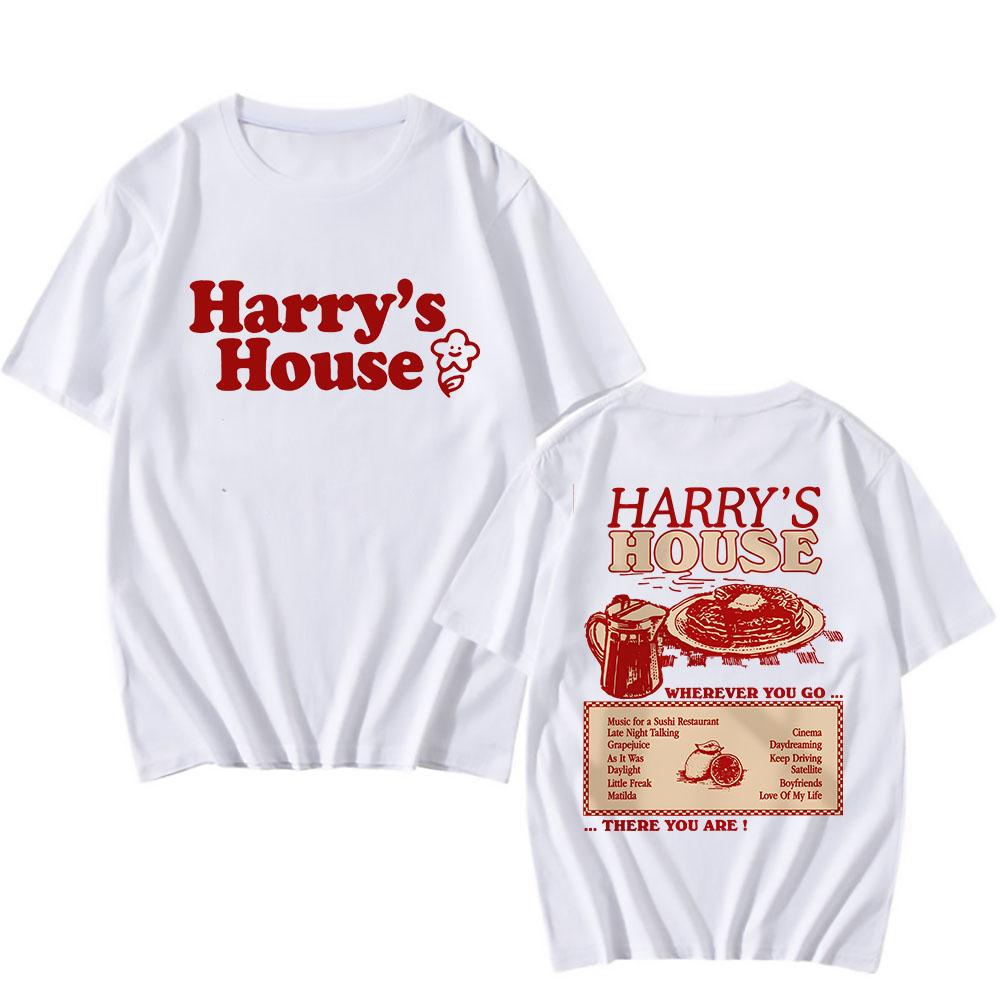 Planet clothing wholesale Harrys House Love on Tour Print T-shirt 100% Katoen Losse Overhemden Heren Streetswear Overhemden Retro Grafisch T-shirt Unisex Zomer T-shirt S wit