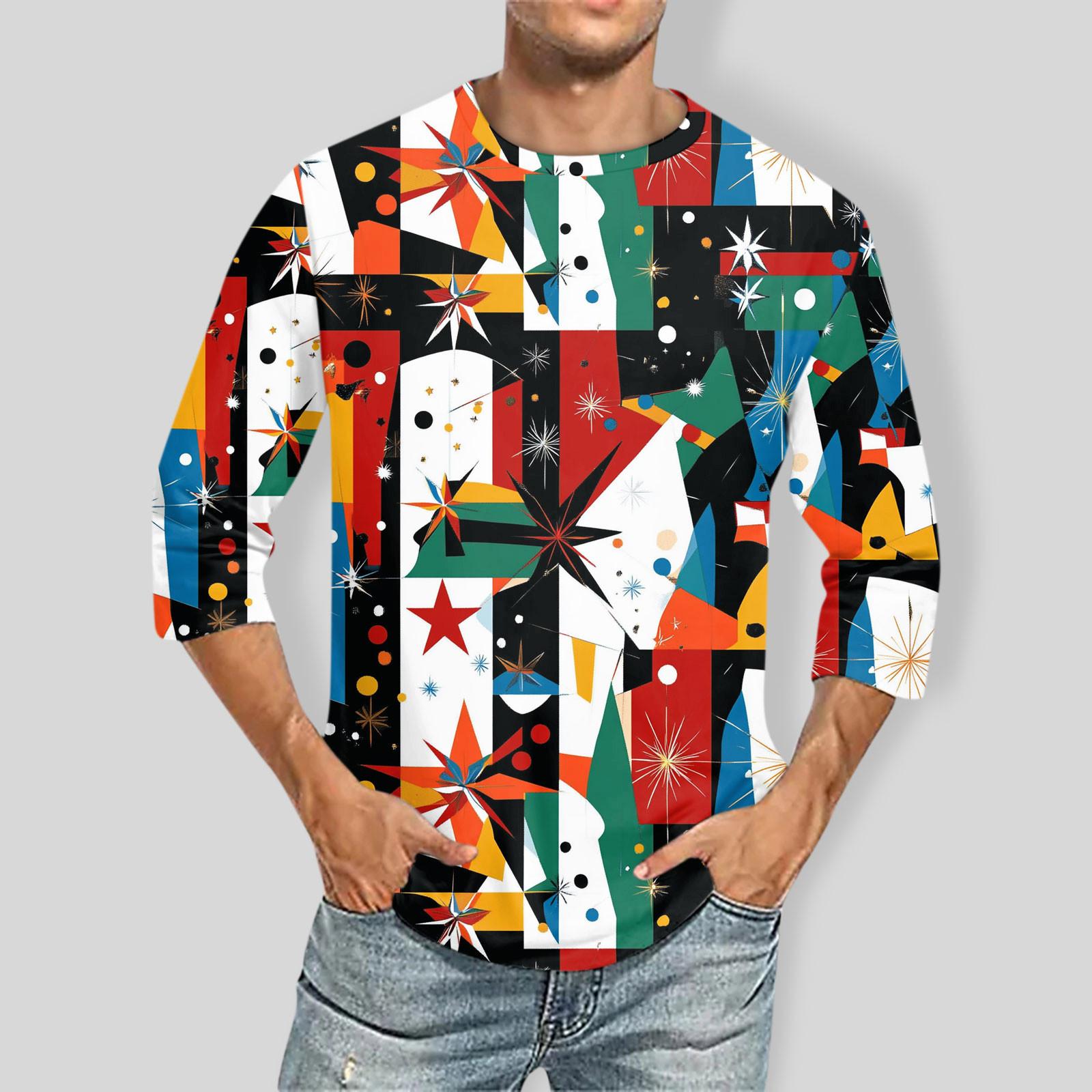 Ximalaya Heren Ronde Hals Driekwart Mouw Top Casual Mode T-shirt XL wit