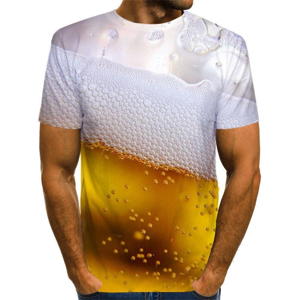 Plus Size FUGUIS Zomer Cool Fashion 3D Bier Print T-shirt Heren Persoonlijkheid Grafische Tee Casual Korte Mouw Shirts Tops Plus Size 100-6XL XL