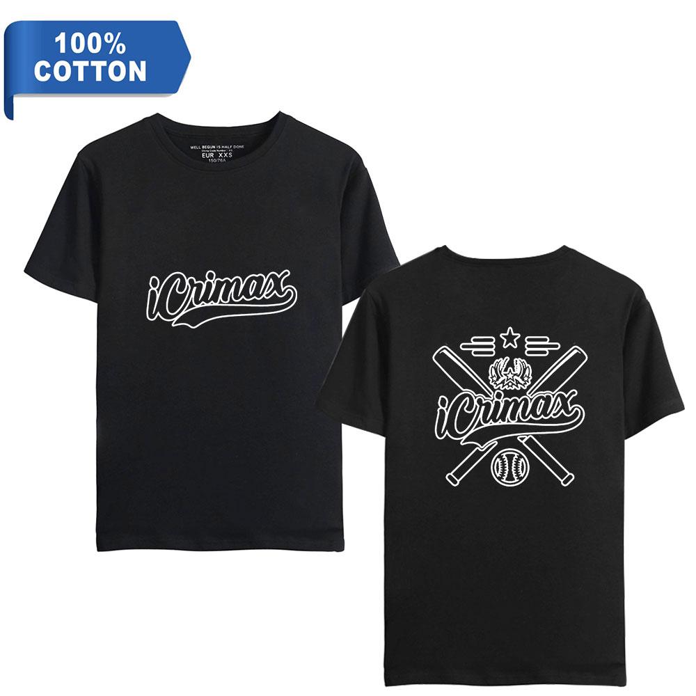 TOP COOL FASHION T-shirt voor heren Zomerkleding Fitness Icrimax O-hals Katoenen heren T-shirt voor heren Oversized Nieuwe heren T-shirts Tops XS zwart