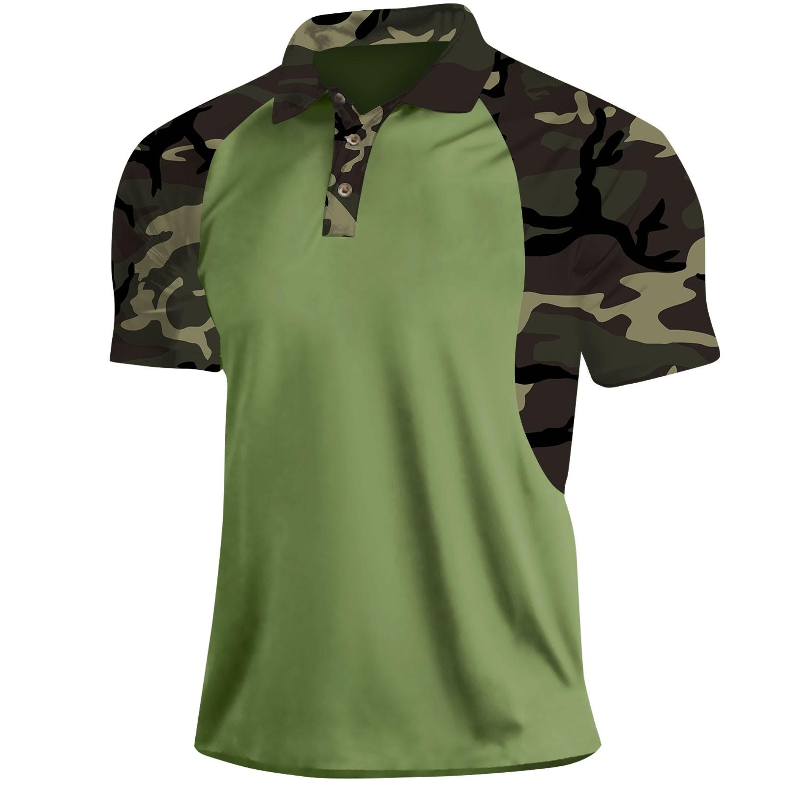 Linglong Heren Zomer T-shirt Camouflage Print Korte Mouw XXL