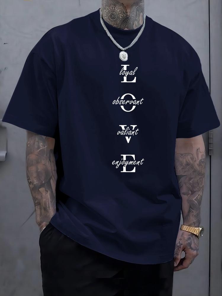 Chaokebang Nieuwe zomerse dagelijkse casual heren T-shirt Street herenmode korte mouwen top 3D LIEFDESletter bedrukt heren T-shirt XL