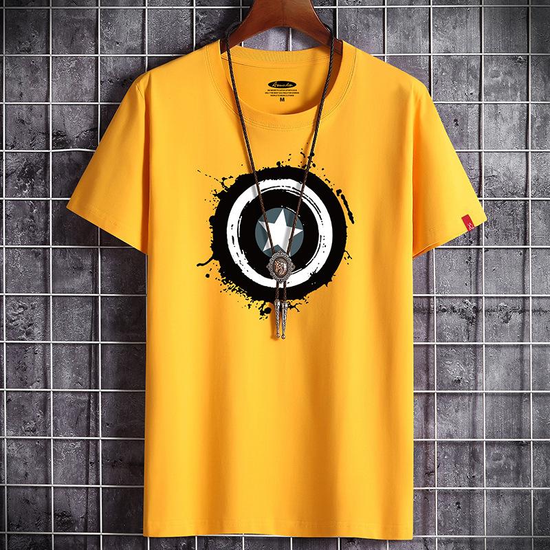 QICED Zomer T-shirt met korte mouwen Heren O-hals Trend Ondershirt XXXL geel
