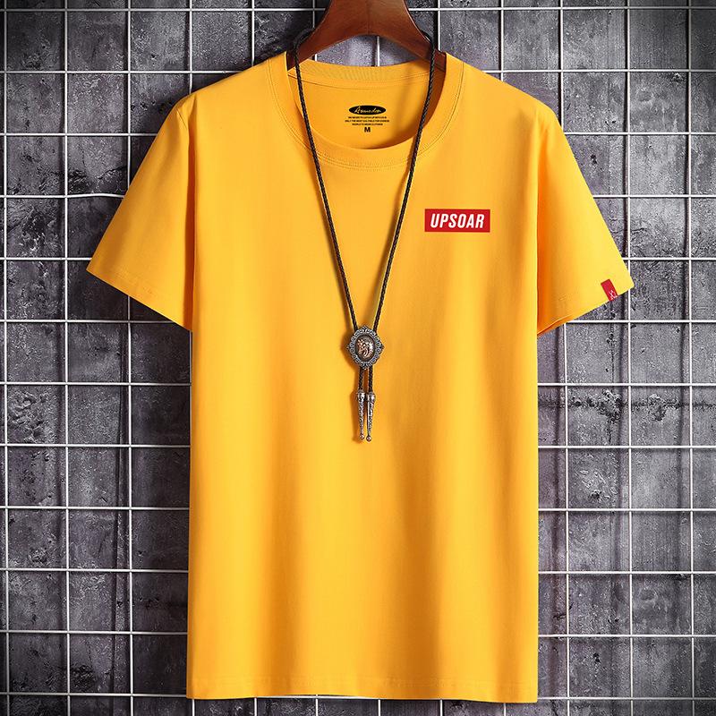 QICED Zomer T-shirt met korte mouwen Heren O-hals Trend Ondershirt L geel