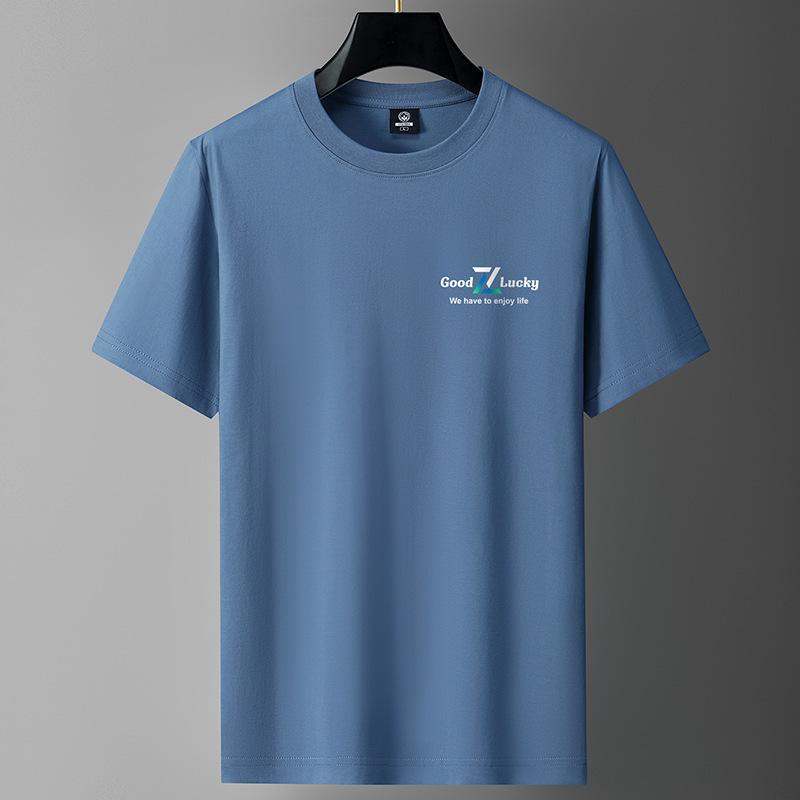 QICED Zomer T-shirt met korte mouwen Heren O-hals Trend Ondershirt L blauw