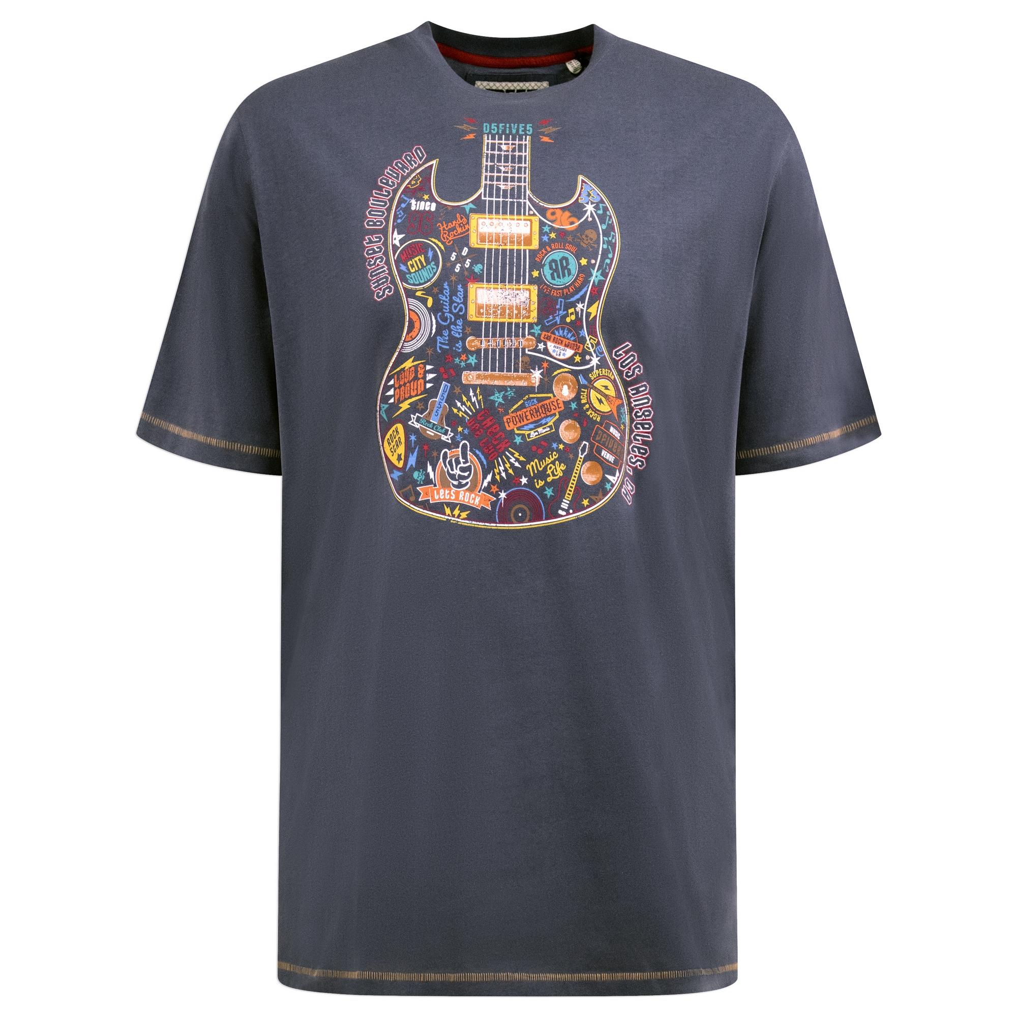 Duke Heren D555 Stockport Gitaar Kingsize T-shirt 6XL denim