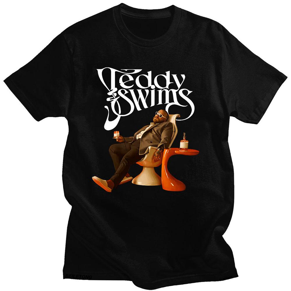 Trendy discount Teddy Swims T-shirt O-hals Grunge T-shirt Korte Mouw Hip Hop Katoen T-shirt Grafische Print Vintage Kleding XXL