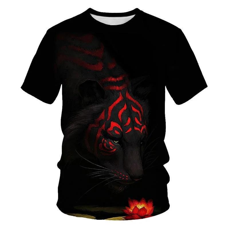 Huiteng Zomer Nieuw dierenpatroon Heren T-shirt met print en leuke elementen O-hals Plus Size Comfortabele top met korte mouwen 3XL
