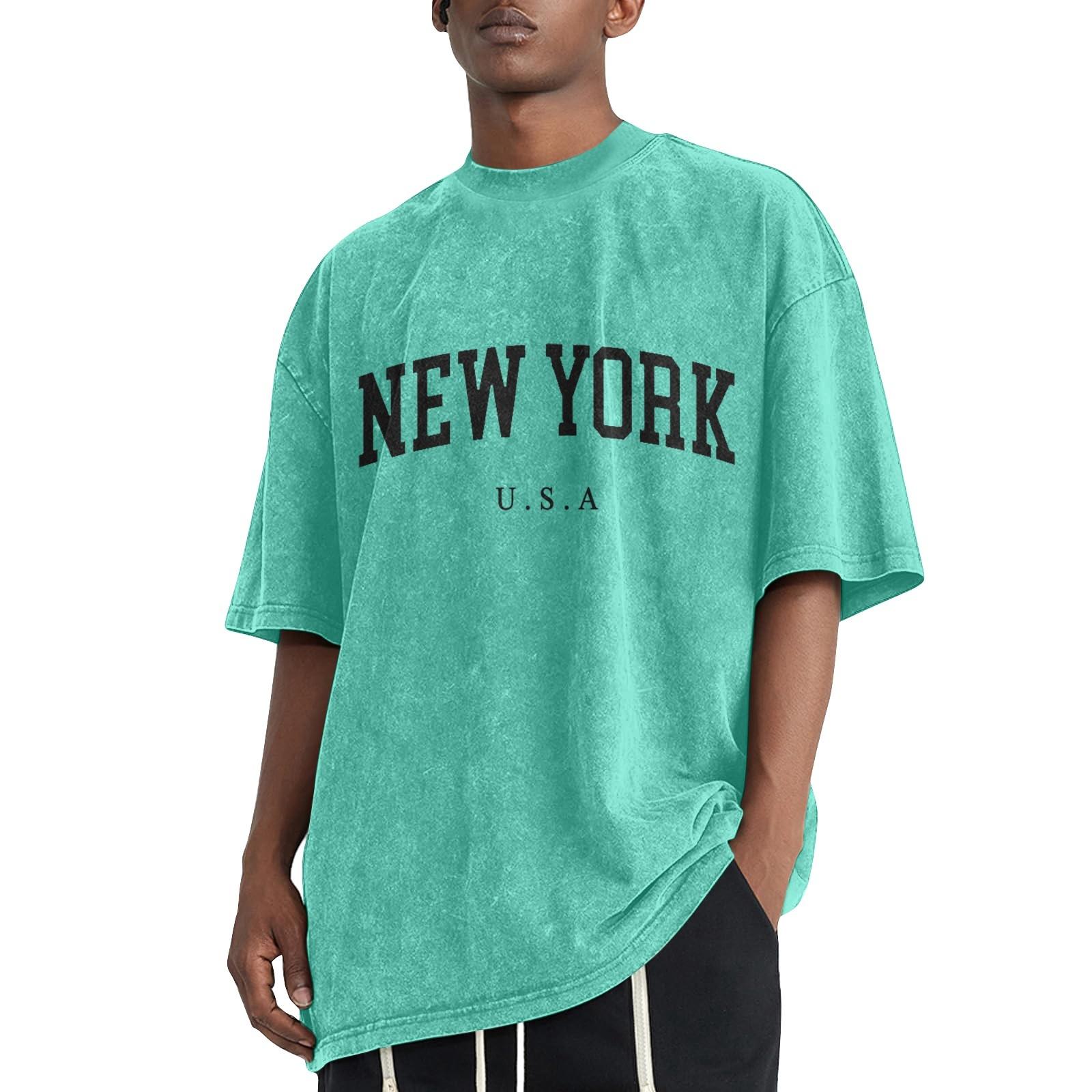 Durable Heren Zomer Effen Kleur Gewassen Distressed Drop Shoulder T-Shirt Heren Casual Mode T-Shirt L