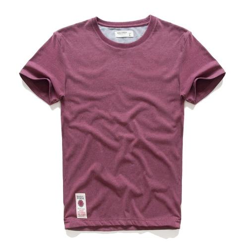 Molly Show Heren T-shirt Katoen Effen Kleur T-shirt Mannen Causale O-hals Basic T-shirt Mannelijke Hoge Kwaliteit Klassieke Tops XXXL wijnrode kleur