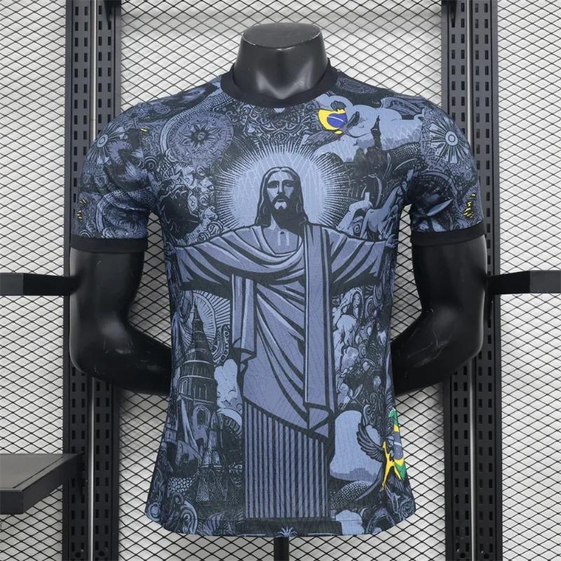 Zengyanqin02 Voetbal Trainings T-shirt Speciale Editie Braziliaanse Christus de Verlosser Voetbal T-shirt Sneldrogend Ademend Sport Korte Mouw Kind/Volwassene S