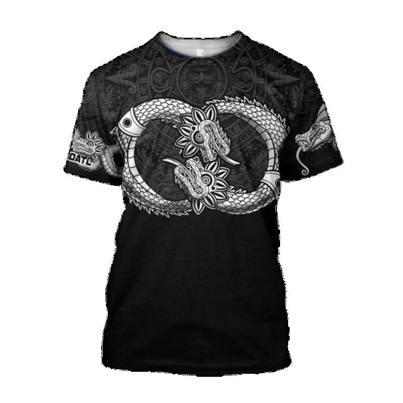 ETST WENDY 05 Zomer Trend Harajuku Mexicaanse Azteekse Quetzon Mannen Casual T-shirt Street Fashion Klassieke Retro O-hals Losse Senior 3D Gedrukt Top XL