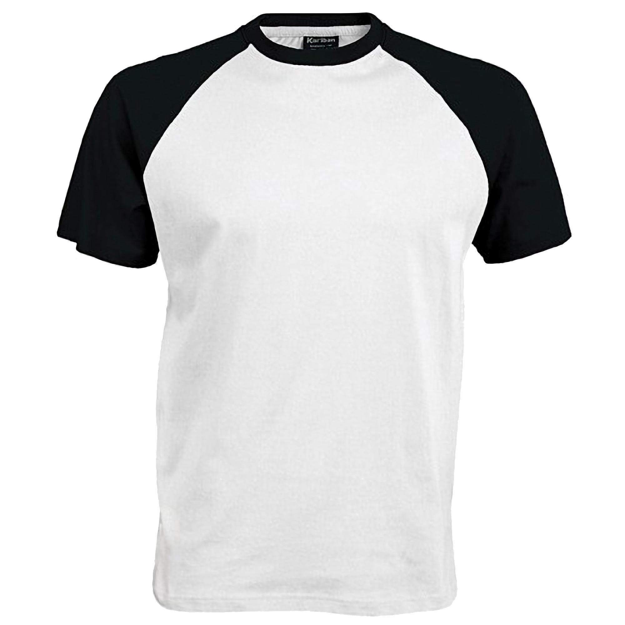 Kariban Honkbal-T-shirt met korte mouwen voor heren 2XL wit/zwart