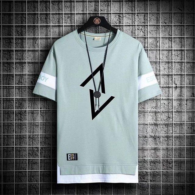 SHIZI Heren T-shirts Mode Zomer Streetwear Print T-shirt Casual Mannen Kleding Harajuku Korte Mouw Tops Tees XXL groen