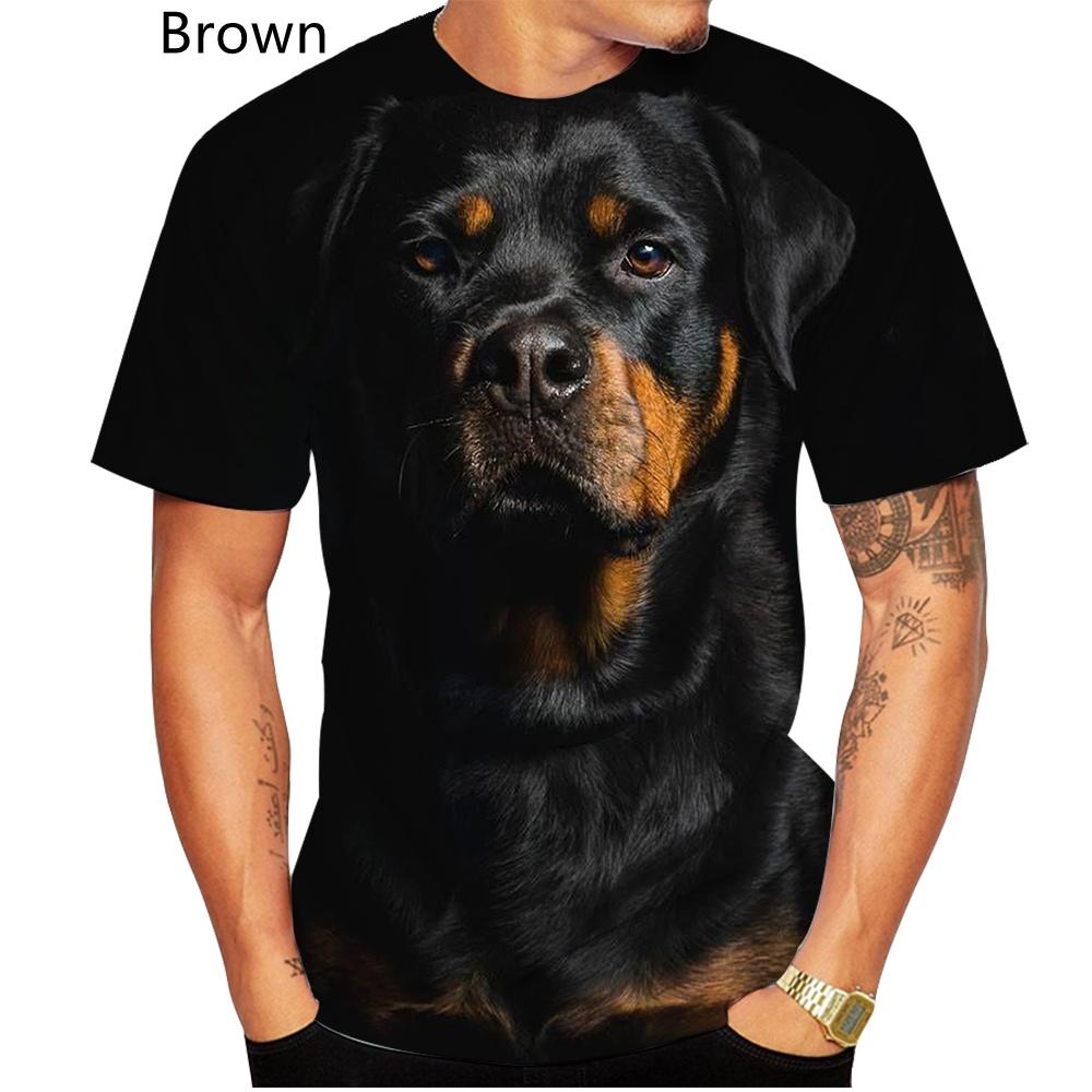 ETST 07 Ontwerp schattig huisdier hond Rottweiler 3D print T-shirt grappige stijlvolle heren en dames casual korte mouwen XXL
