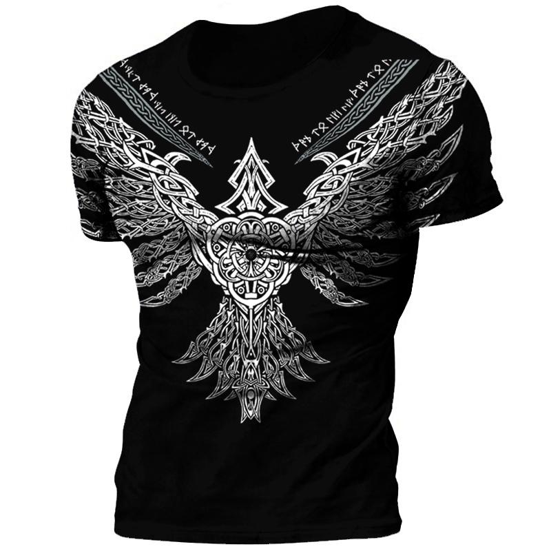 Wengy 2 Retro Viking Tattoo 3D Print Heren T-shirts Zomer Viking Odin Ronde Hals Losse Korte Mouw Casual Tops Tees Oversized t-shirts XL