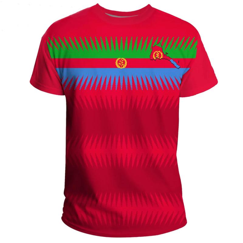 ETST 07 2023 Tessffel Afrika Land Eritrea Leeuw Kleurrijke Retro 3DPrint Mannen/Vrouwen Zomer Casual Grappige Korte Mouwen T-shirts Streetwear M