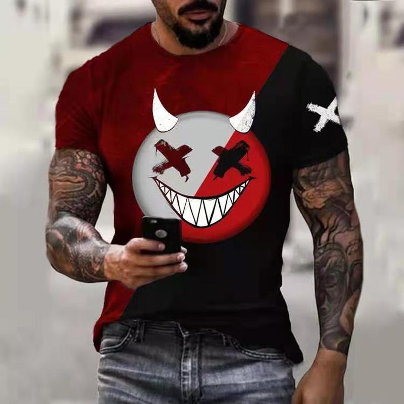 Kukebang Nieuwe Oversized T-shirt Voor Mannen Casual Korte Mouw Hiphop Lachend Gezicht Print Plus Size T-shirt Trui Heren T-shirt Top 6XL