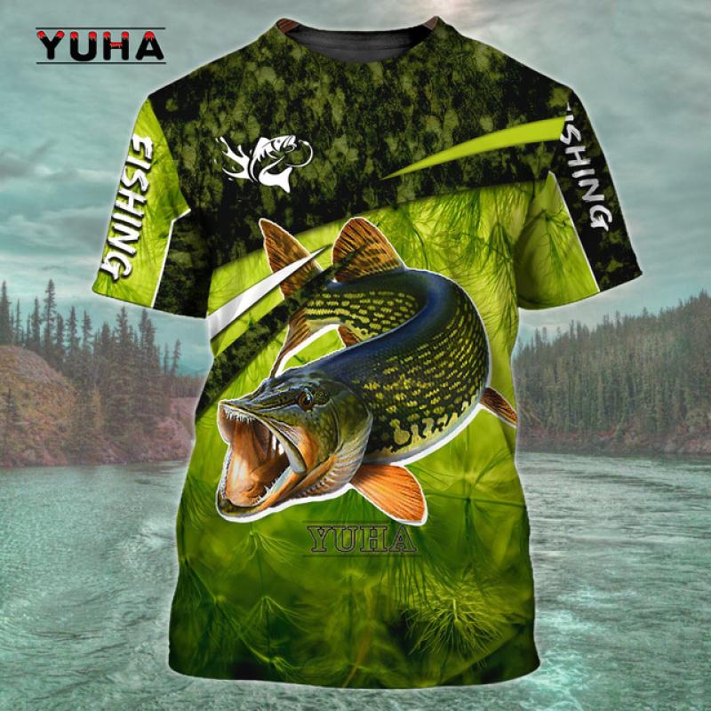 ETST 03 Zomer Heren T-shirt 3D Visprint O-hals Outdoor Vrije tijd Sport Vissen Hobbyist Tee Sneldrogend Ademend Oversized Top 2XL