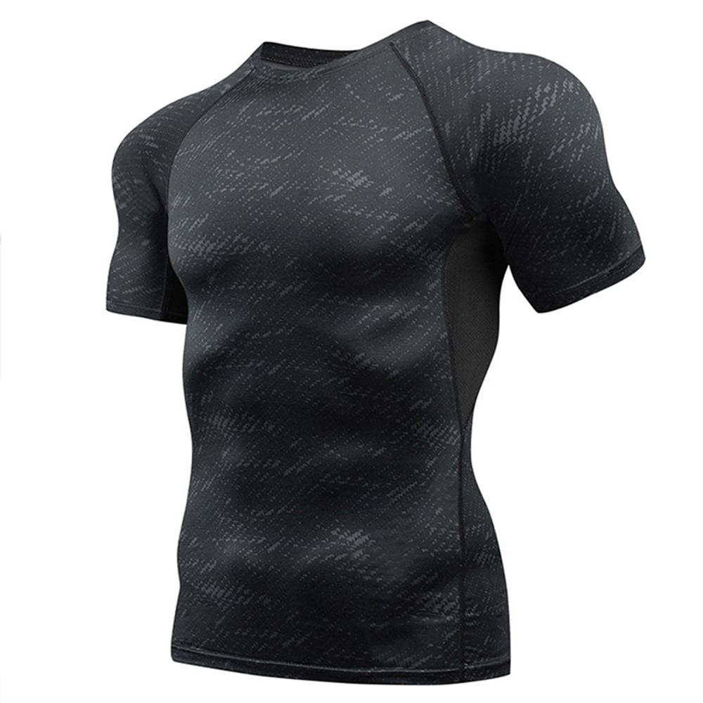 YOUNAXIN Heren zwarte T-shirts met korte mouwen Basislaag Sport Skinny Hardlopen Fietsen Strak dieptepunt Fitness Workout Outdoor Training Top Sportkleding 2XL zwart