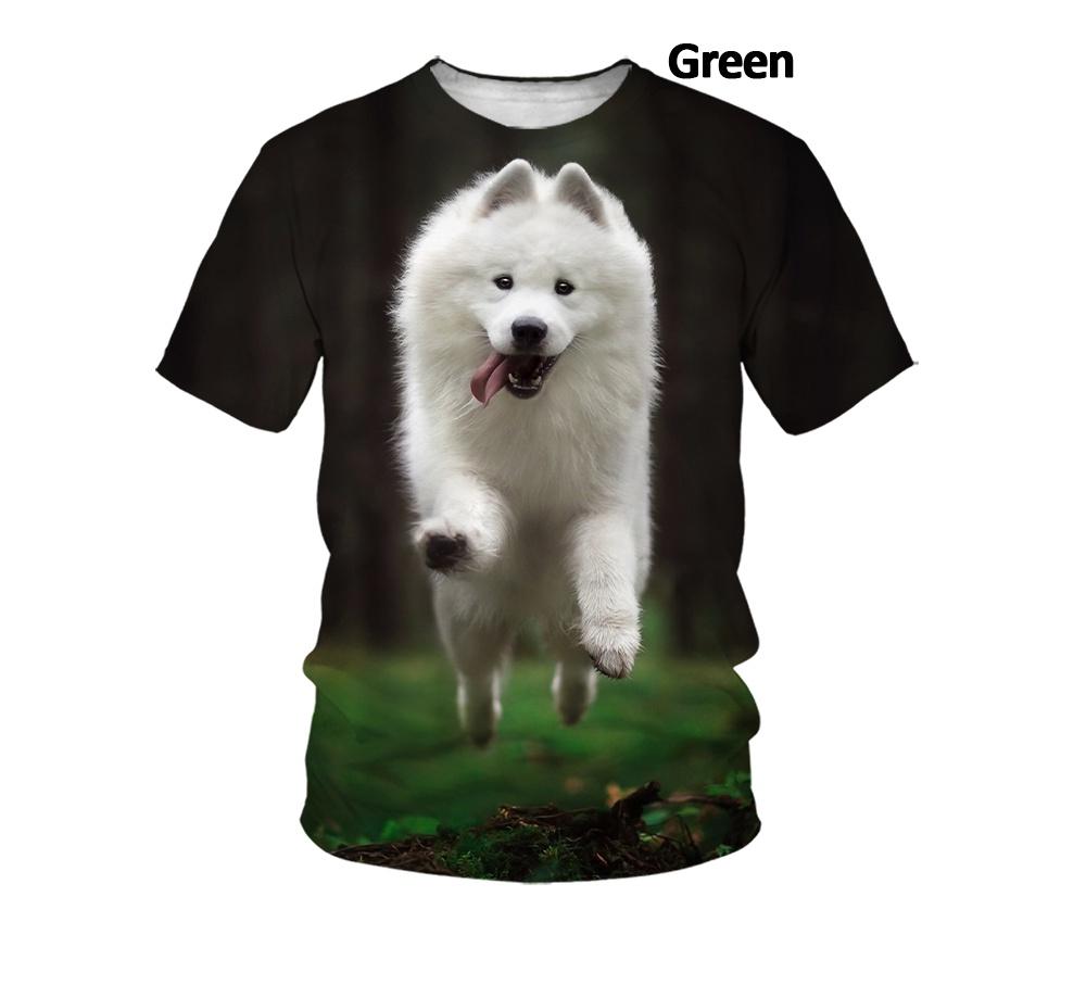 Xin nan zhuang Zomer Mannen Vrouwen 3D Afdrukken Samojeed T-shirt Leuk Ademend Comfortabel T-shirt Los Samojeed T-shirt XL