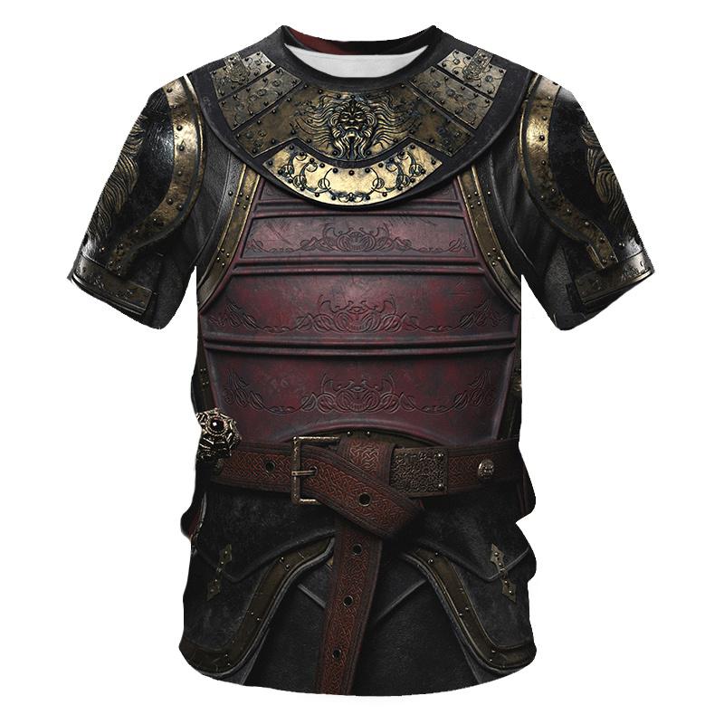 ETST 07 Middeleeuwse pantser T-shirts Knight Armor 3D gedrukte streetwear mode oversized T-shirt cosplay kinderen tees tops kleding mannen vrouwen 6XL