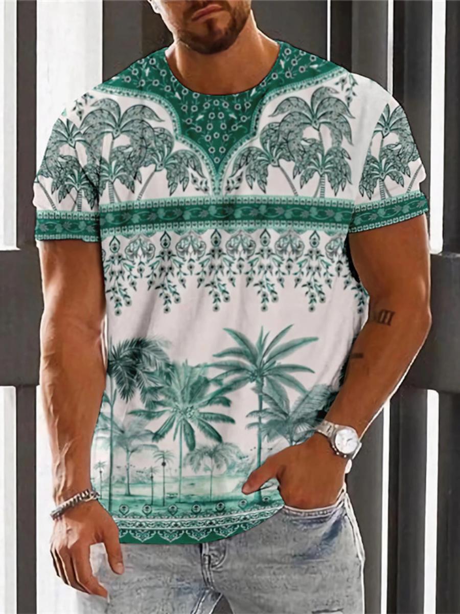 Kukebang Vintage Etnische T-shirt 3D Print Kleding O-hals Mannen Tops Oversized Korte Mouw Tee Zomer Losse Mannelijke Streetwear Herenkleding 6XL