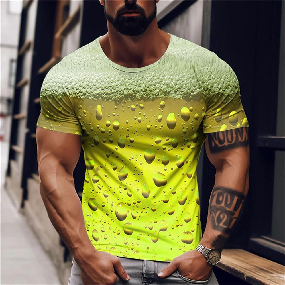 Kukebang Heren T-shirt 3d gedrukt bier T-shirt voor mannen grappige heren shirt casual zomer streetwear unisex t-shirt top herenkleding 3XL