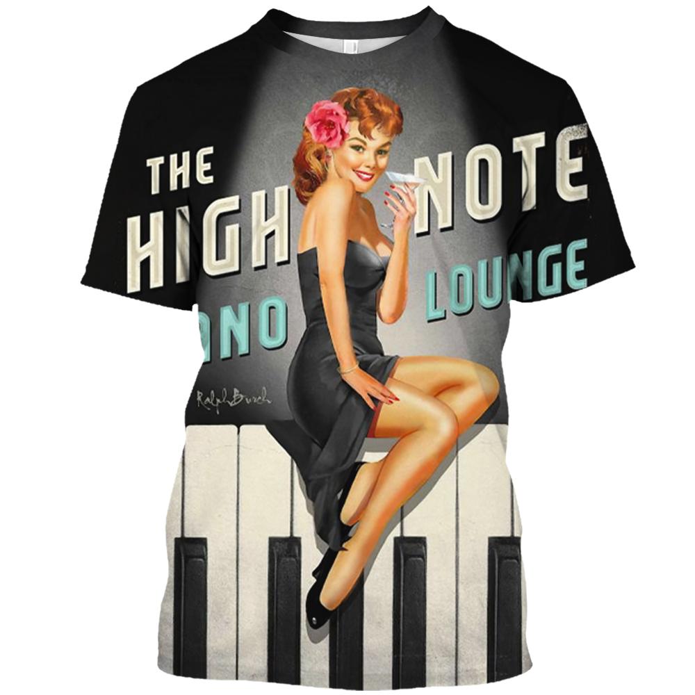 Baibao QIQI Zomer mode retro sexy meisje grafische t-shirts voor unisex Europa en Amerika trend casual mannen leuke bedrukte ronde hals tees XXXL