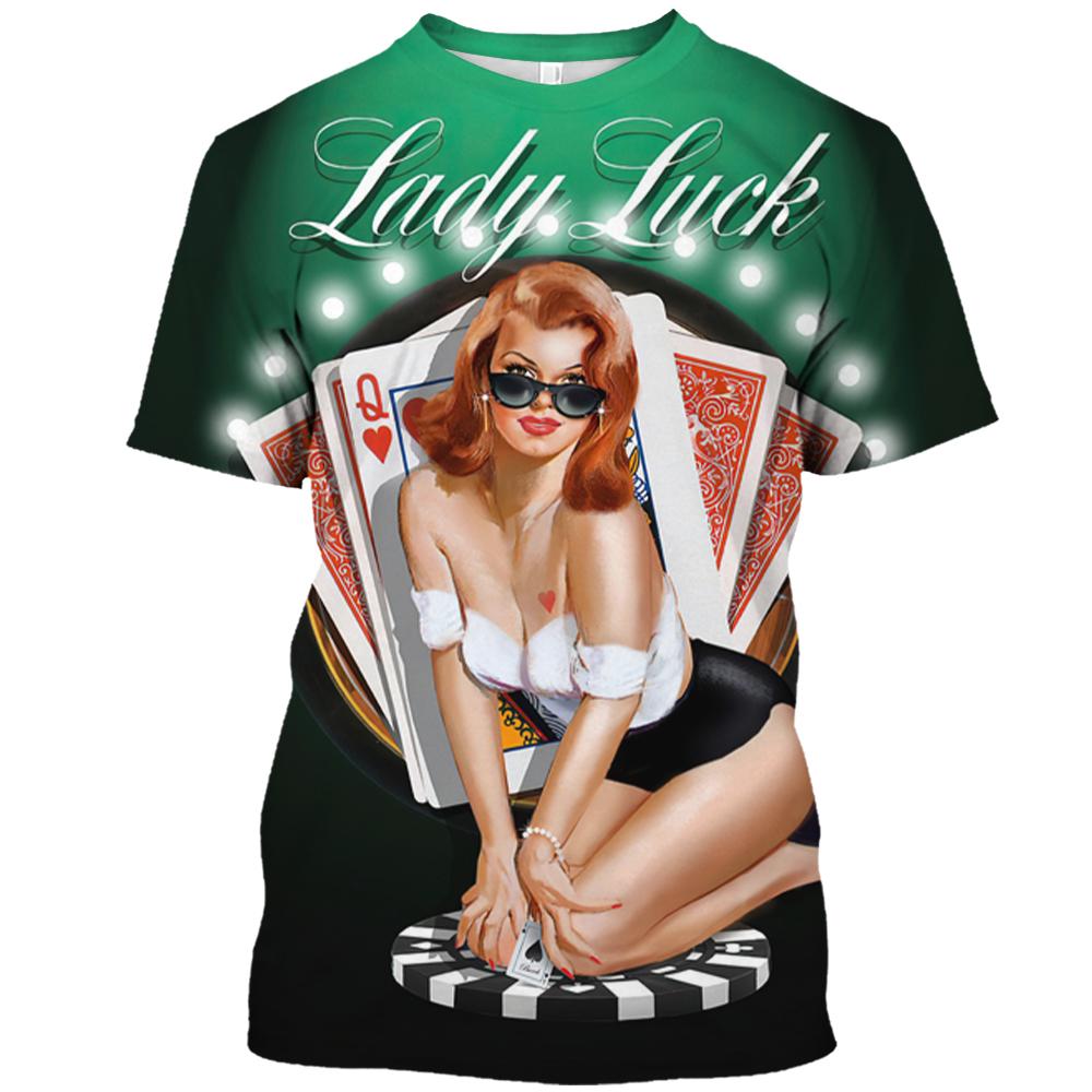 Baibao QIQI Zomer mode retro sexy meisje grafische t-shirts voor unisex Europa en Amerika trend casual mannen leuke bedrukte ronde hals tees XXL